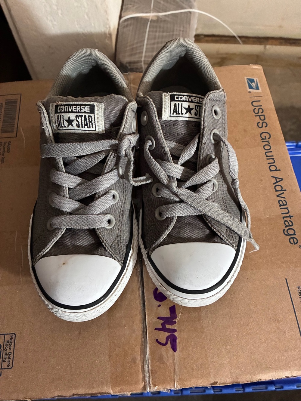 Converse Kids Low Top Sneakers in Gray and White